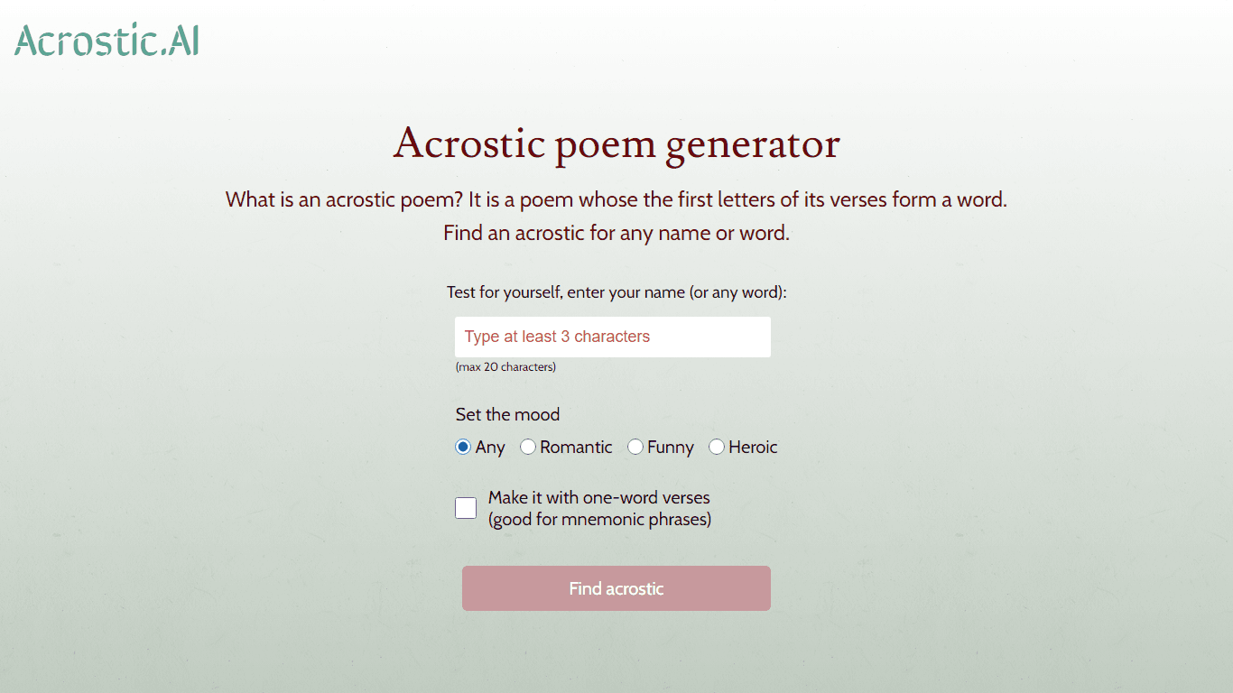Acrostic poem generator