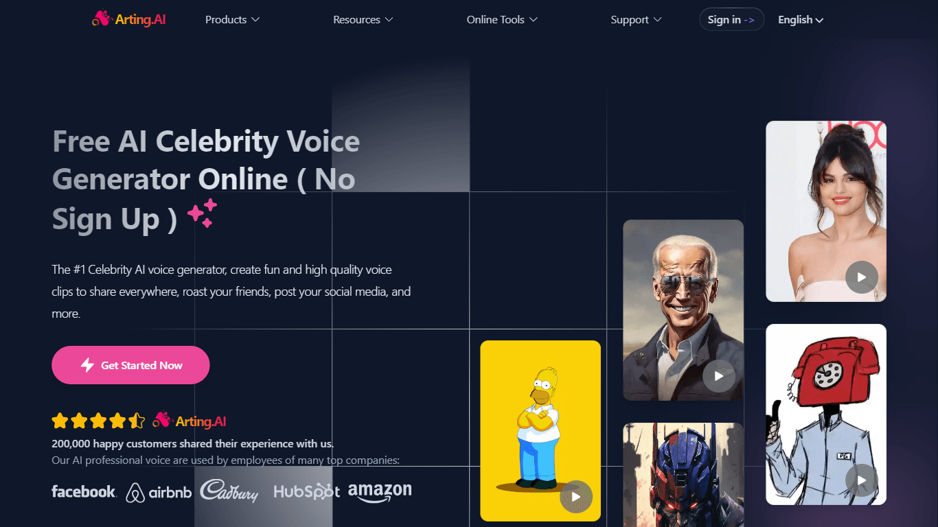 AI Celebrity Voice Generator - Arting.ai