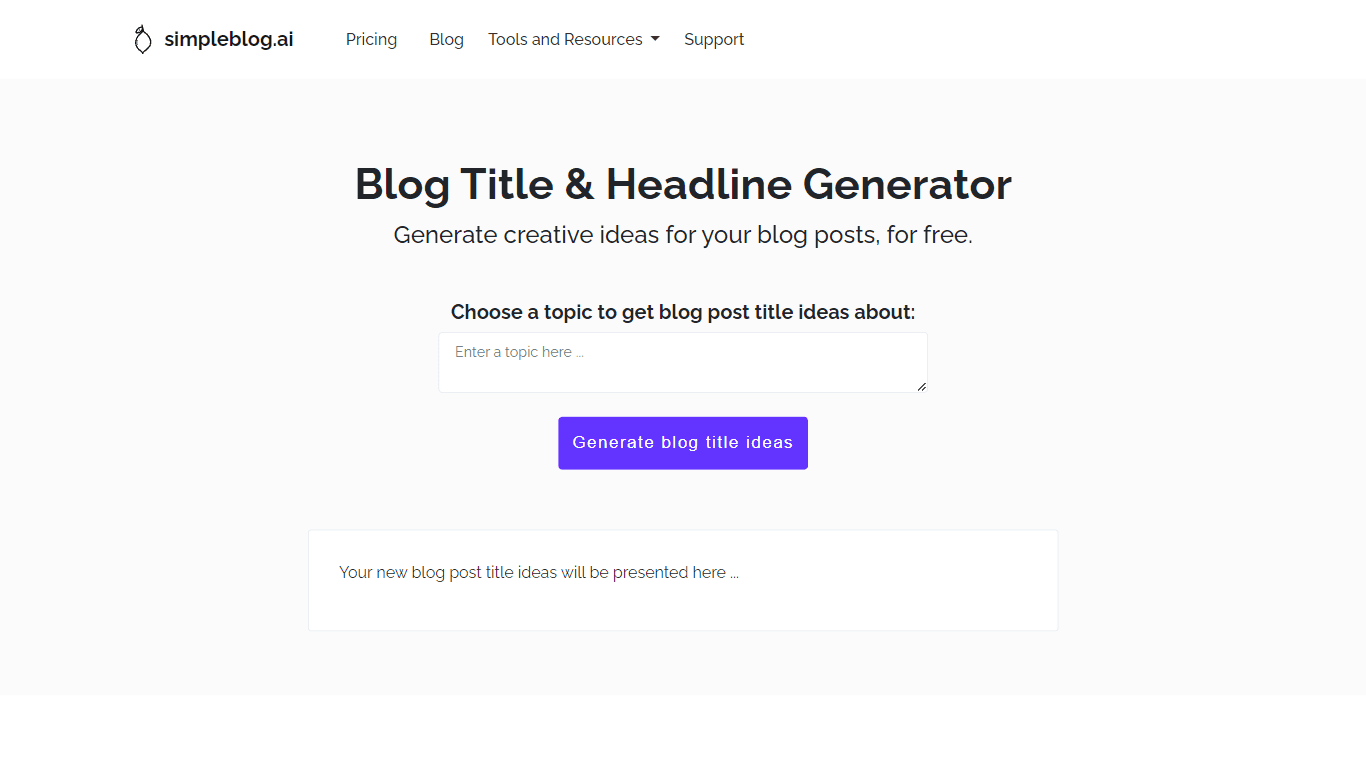 Blog Title & Headline Generator | SimpleBlog.ai