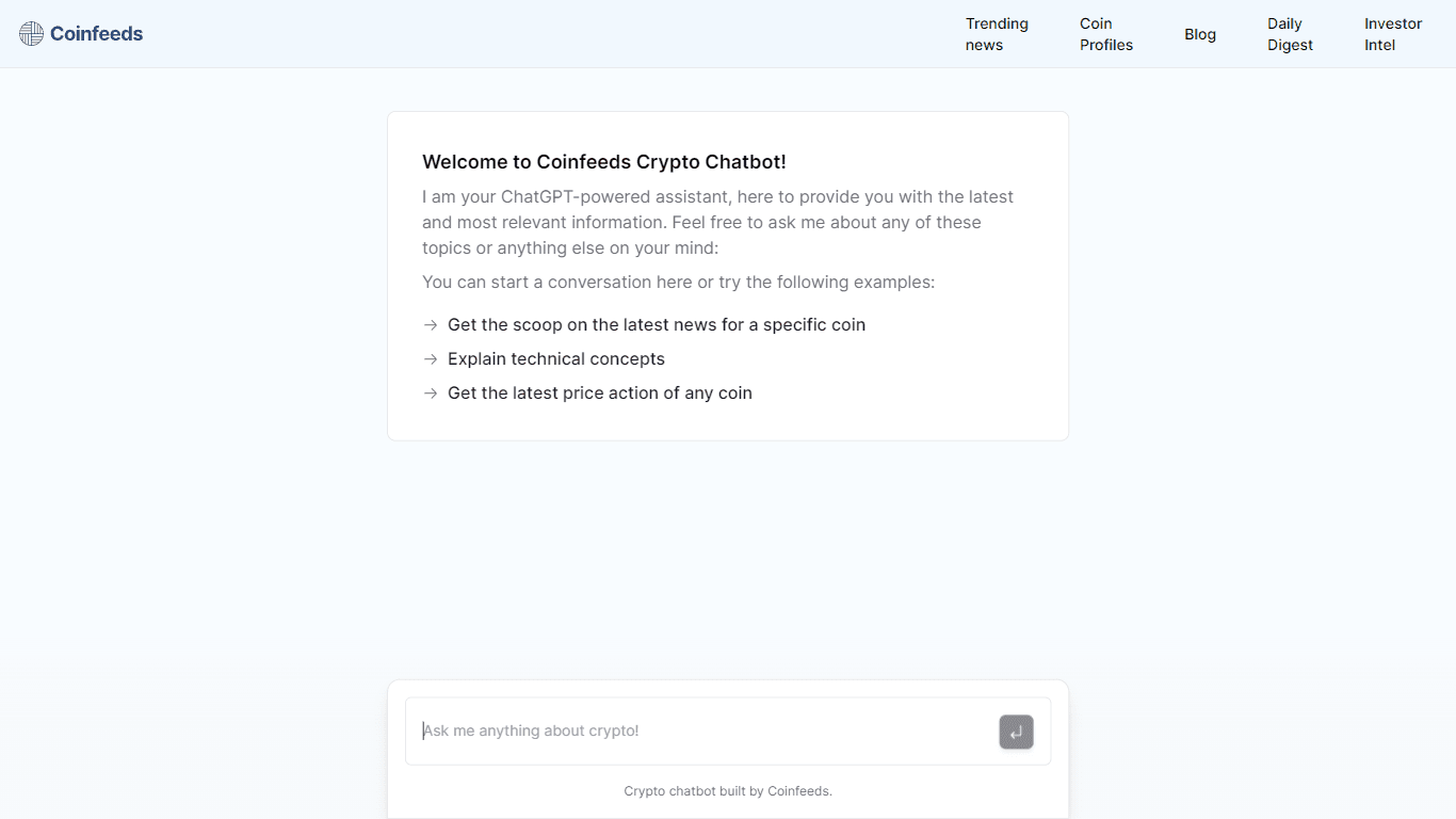 Coinfeeds Crypto Chatbot