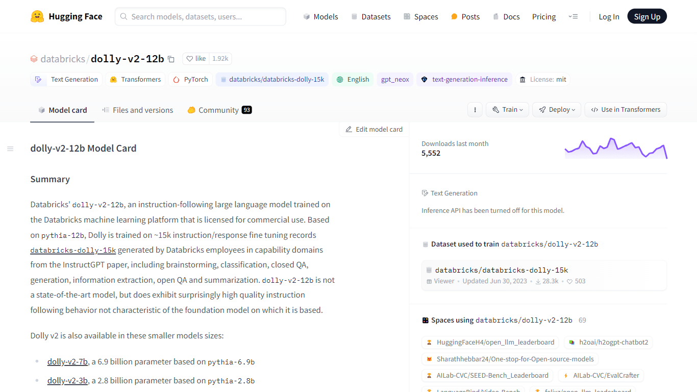 Databricks' dolly-v2-12b