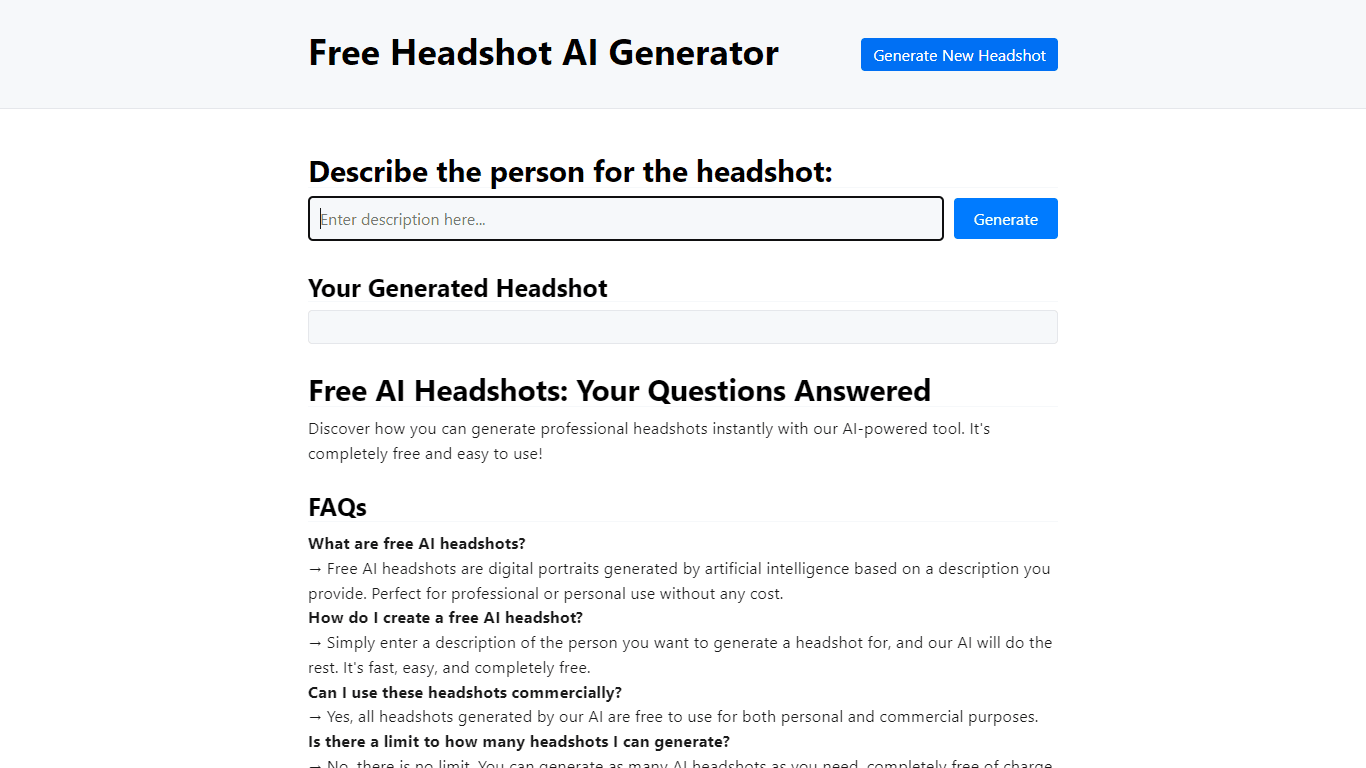 Free Headshot AI Generator