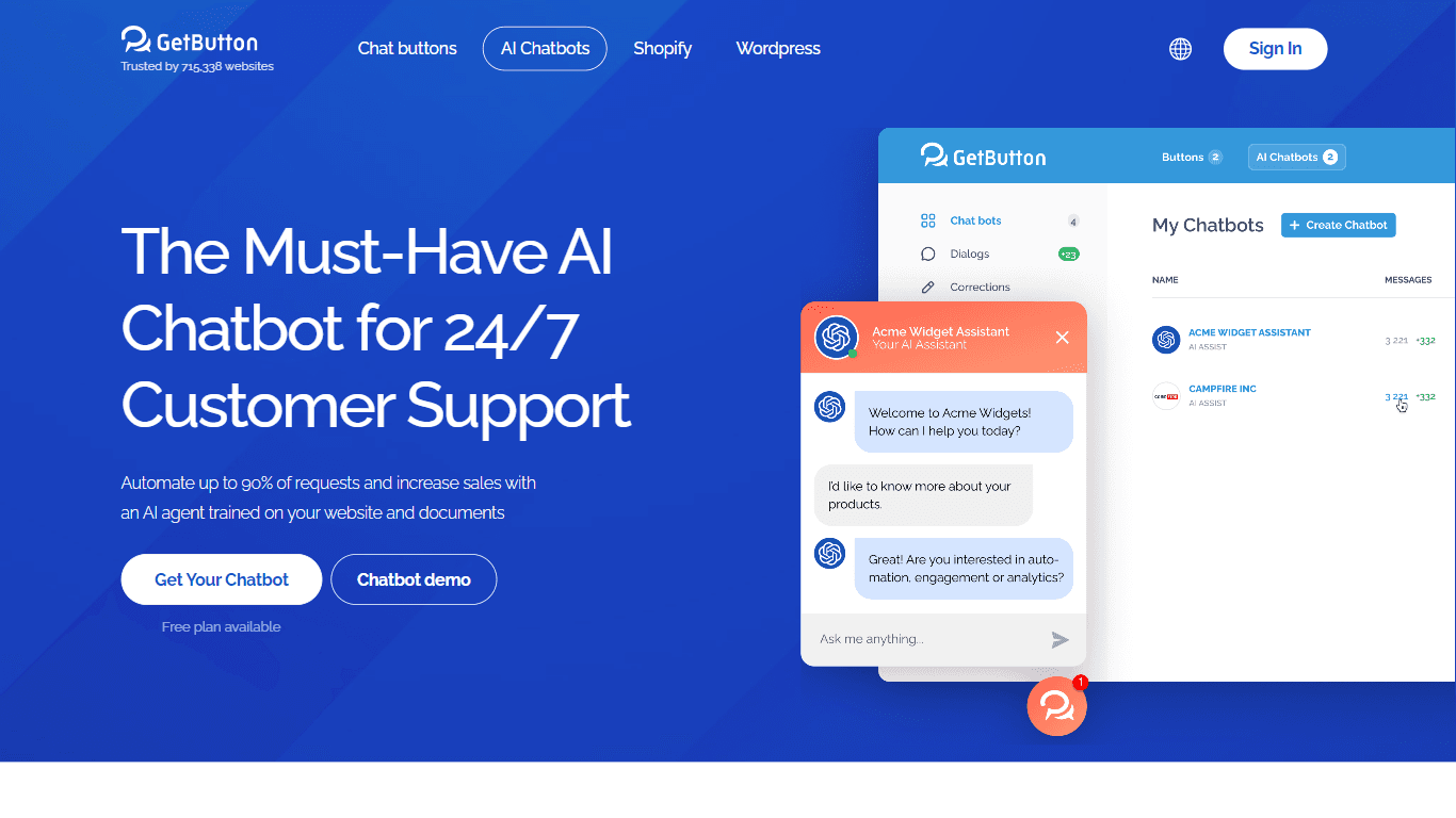 GetButton AI Chatbots