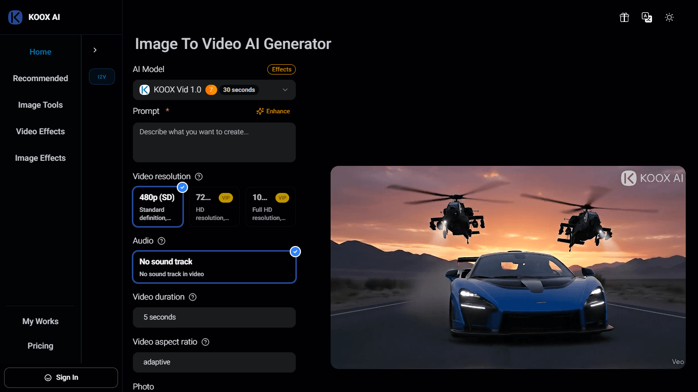 KOOX AI - IMAGE TO VIDEO