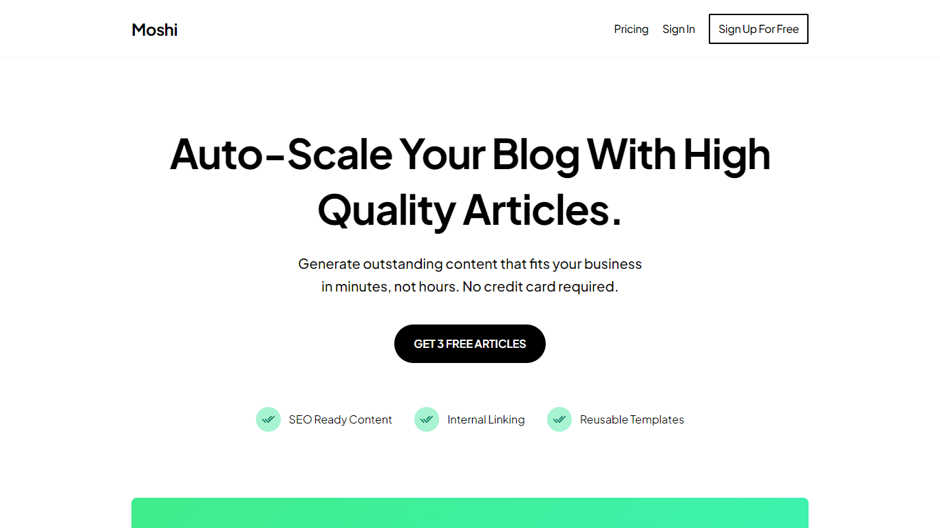 Moshi AI - Auto-Scale Your Blog With High Quality Articles