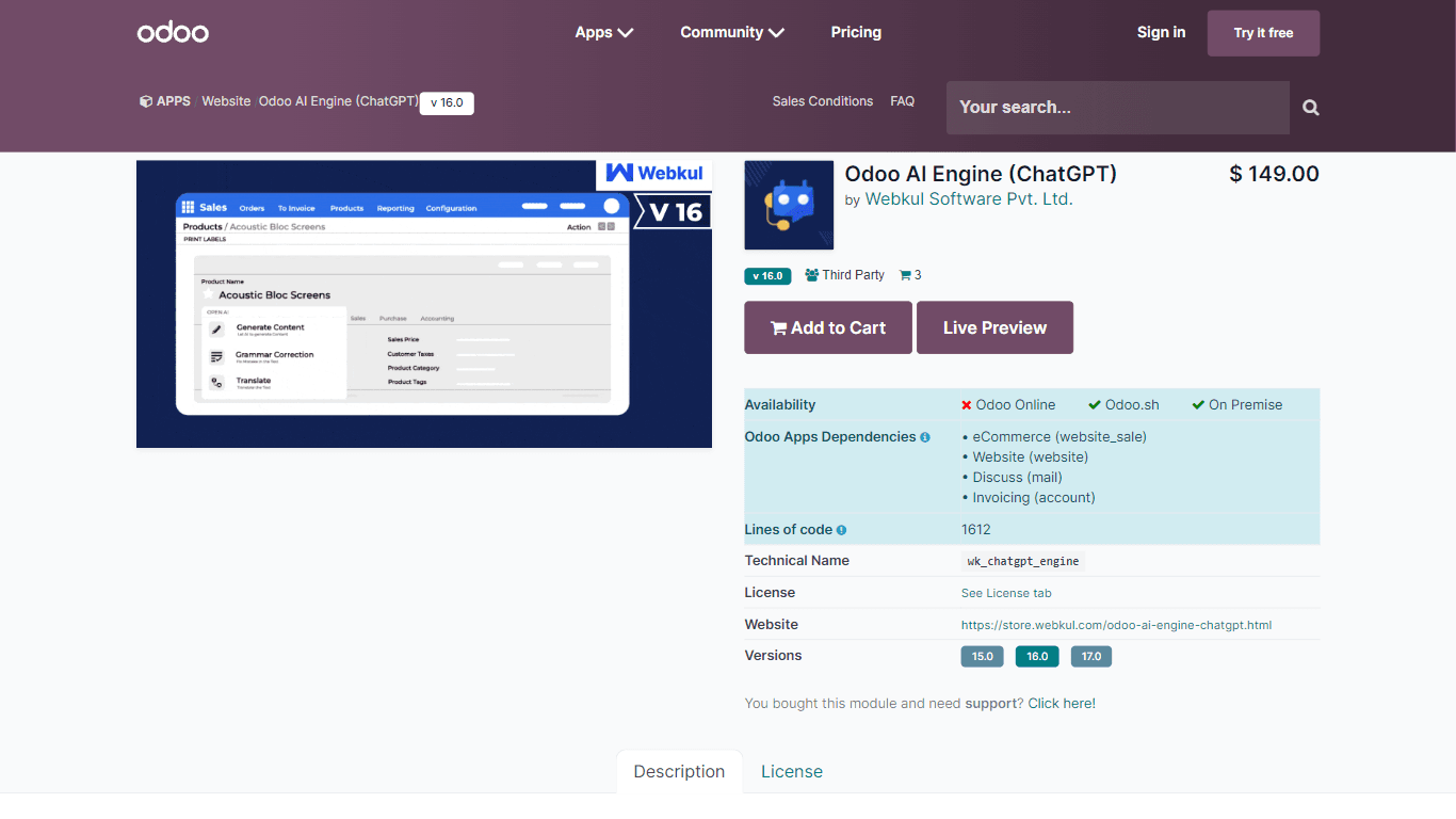 Odoo AI Engine (ChatGPT) | Odoo Apps Store