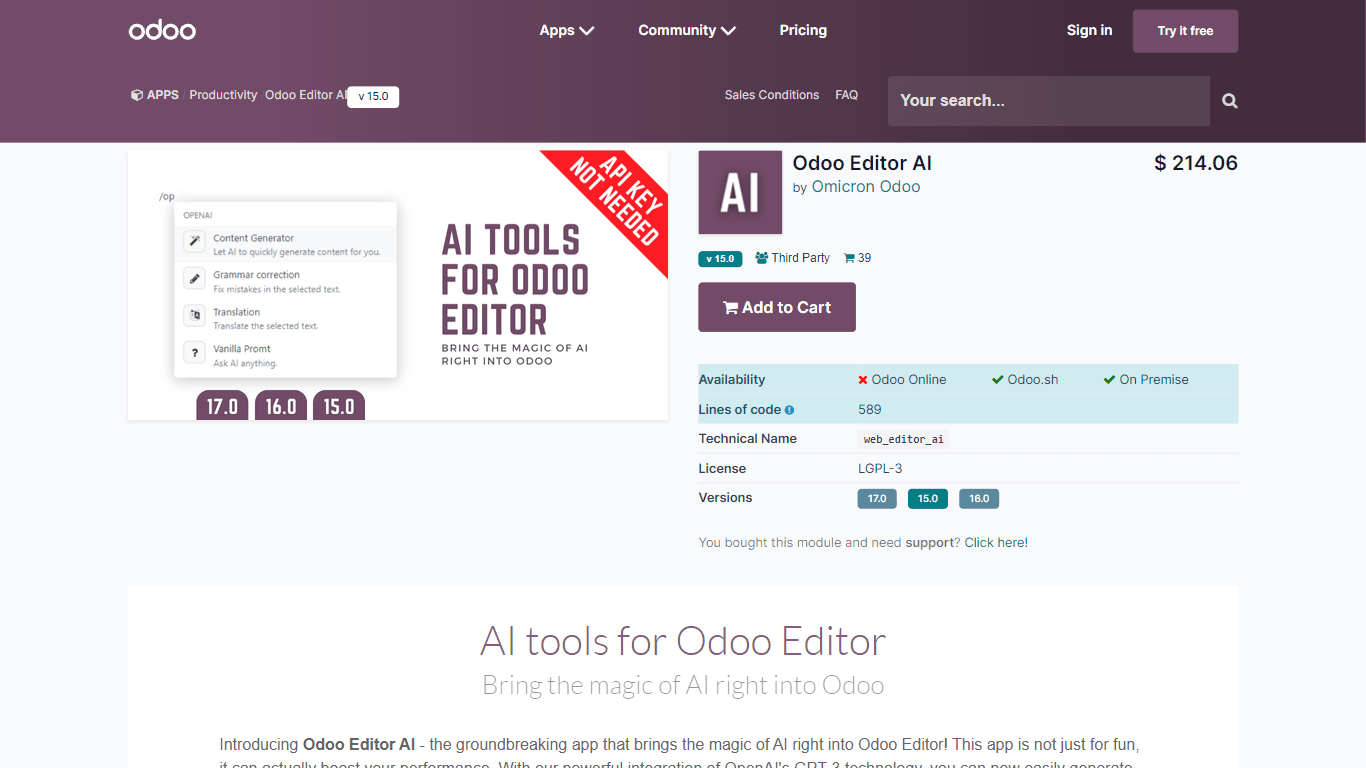 Odoo Editor AI | Odoo Apps Store