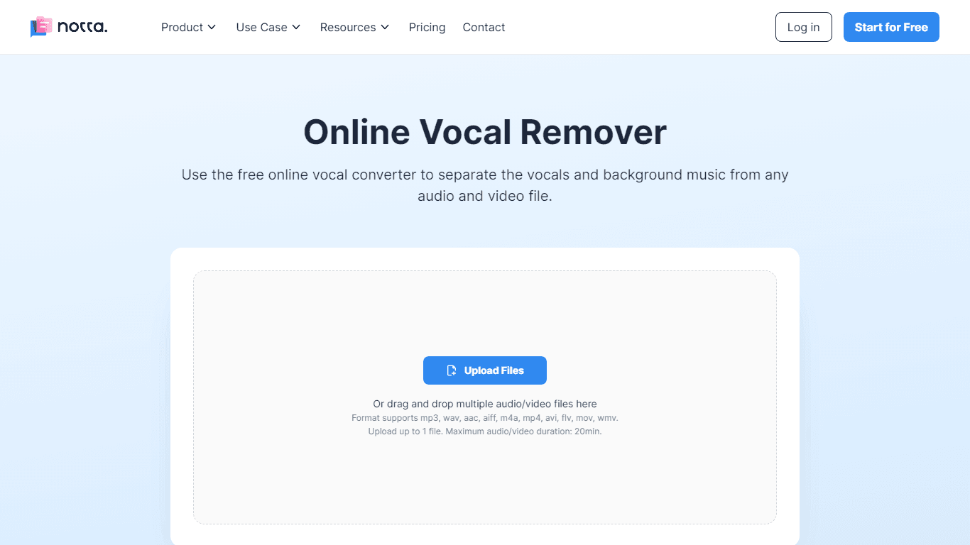 Online Vocal Remover - Notta