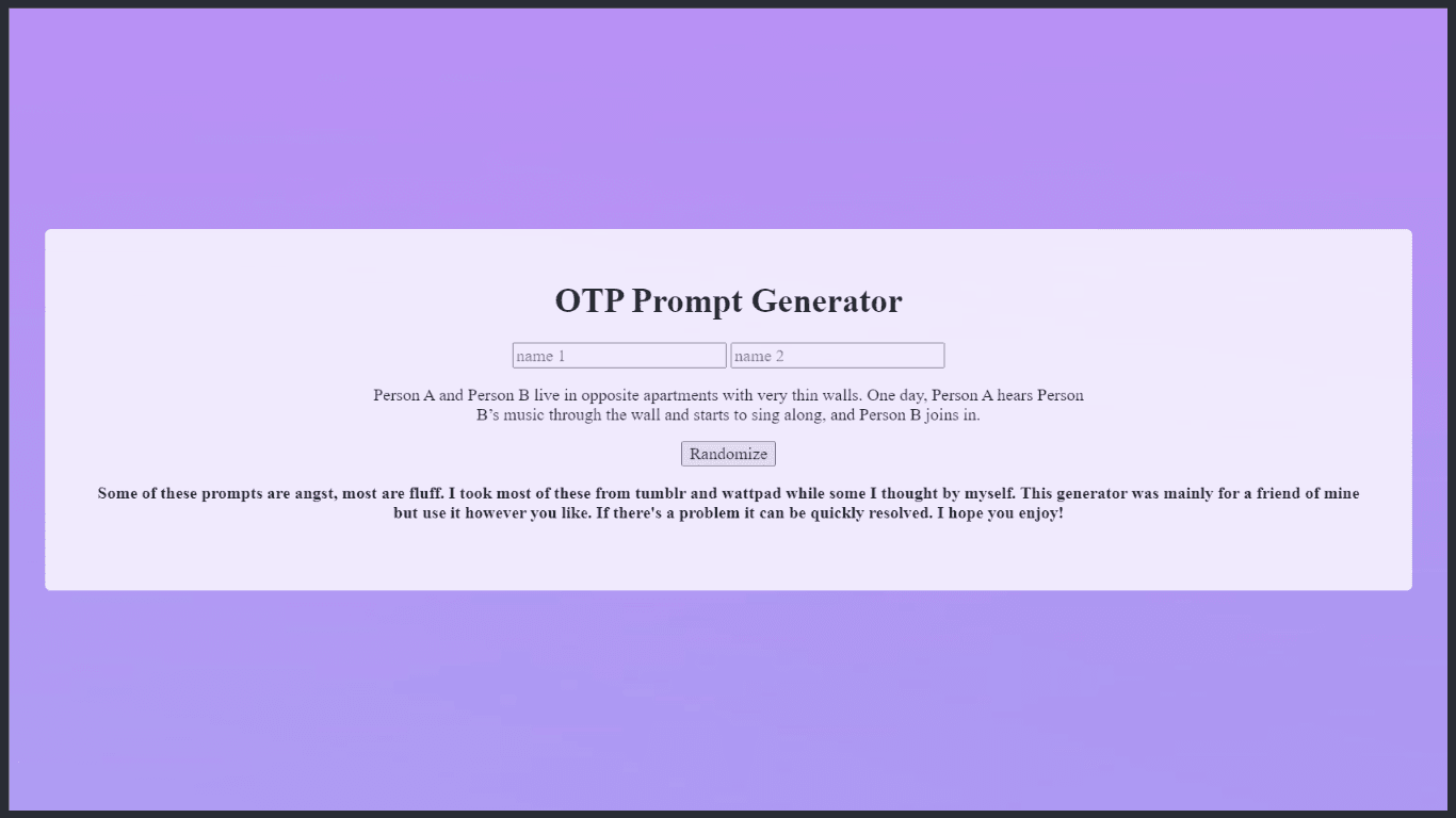 OTP Prompt Generator By Perchance