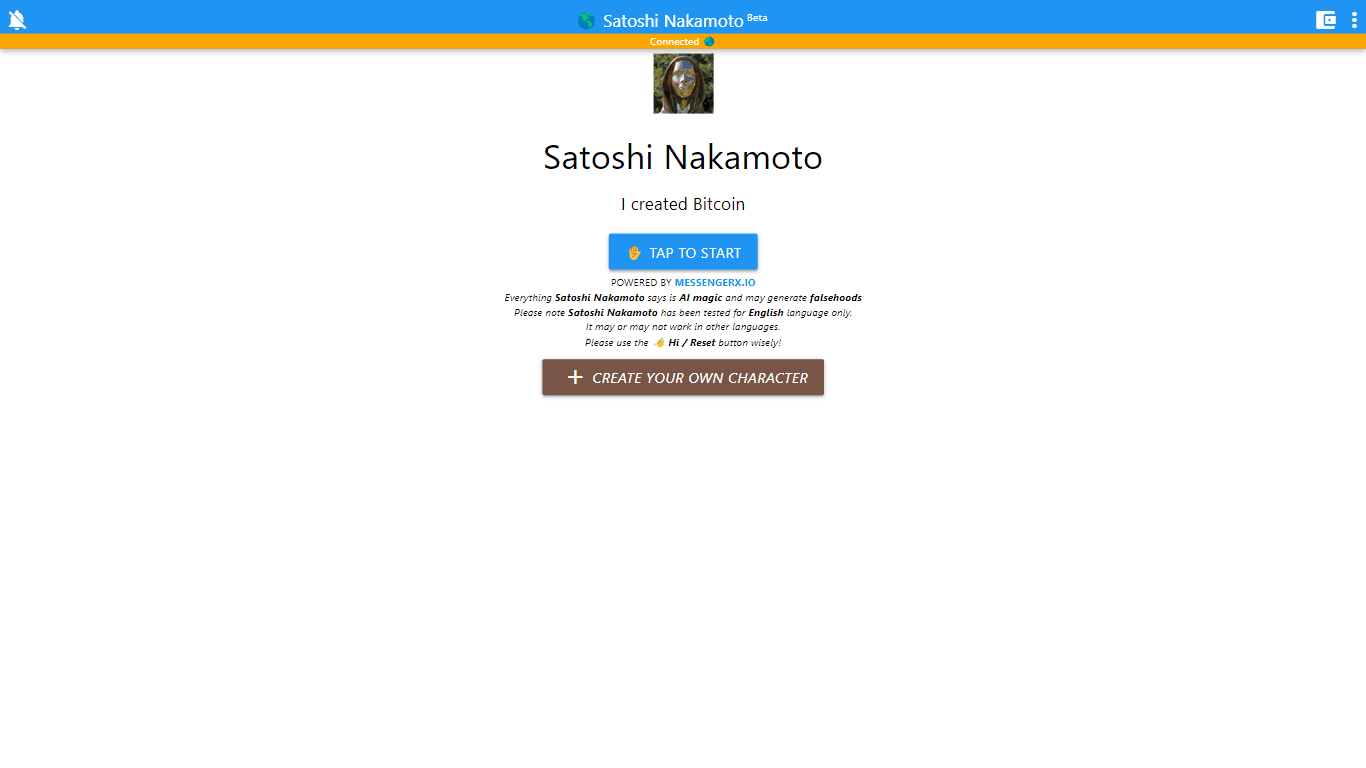 Satoshi Nakamoto on Messengerx