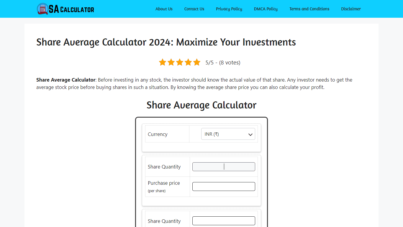 Share Average Calculator
