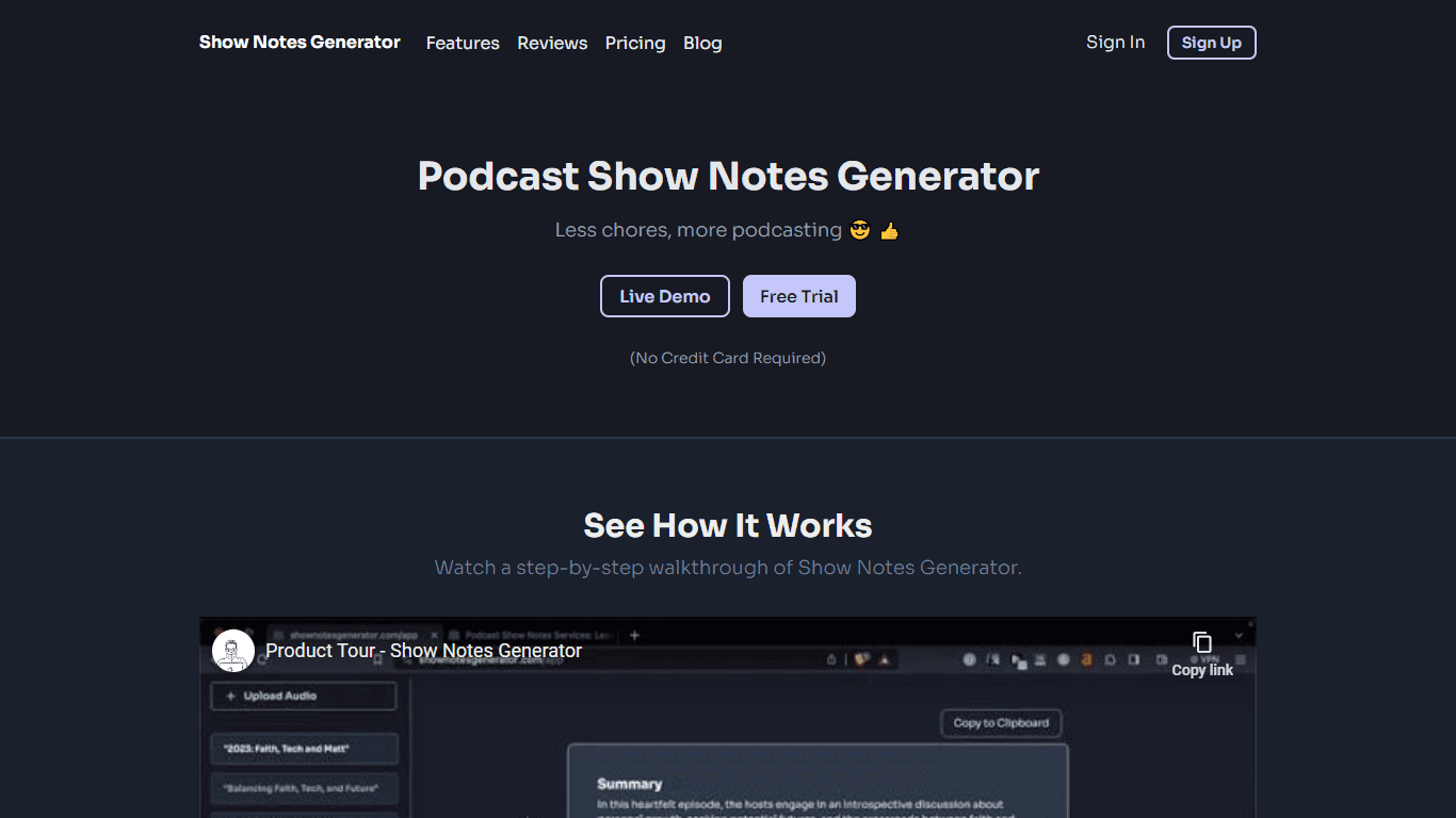 Show Notes Generator