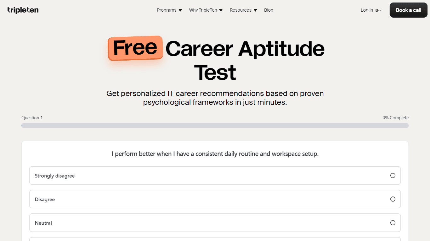 TripleTen Career Aptitude Test