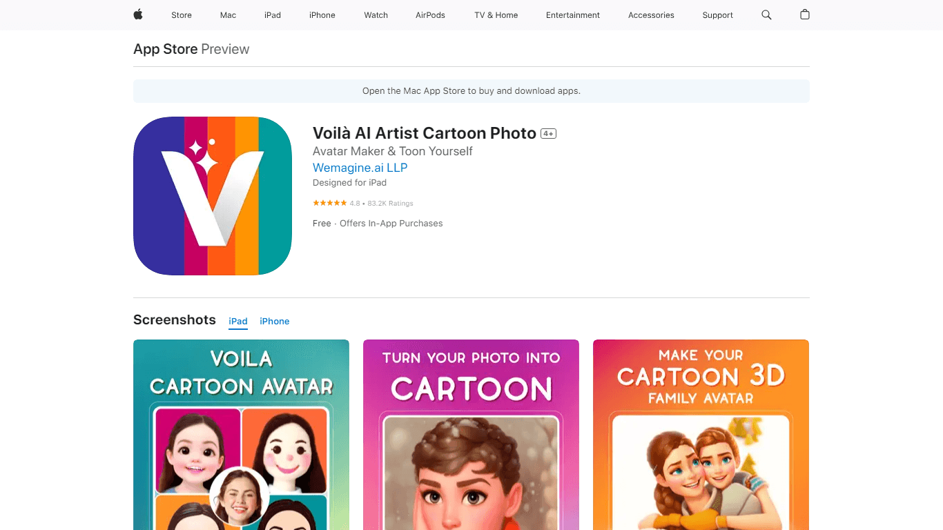 Voilà AI Artist Cartoon Photo
